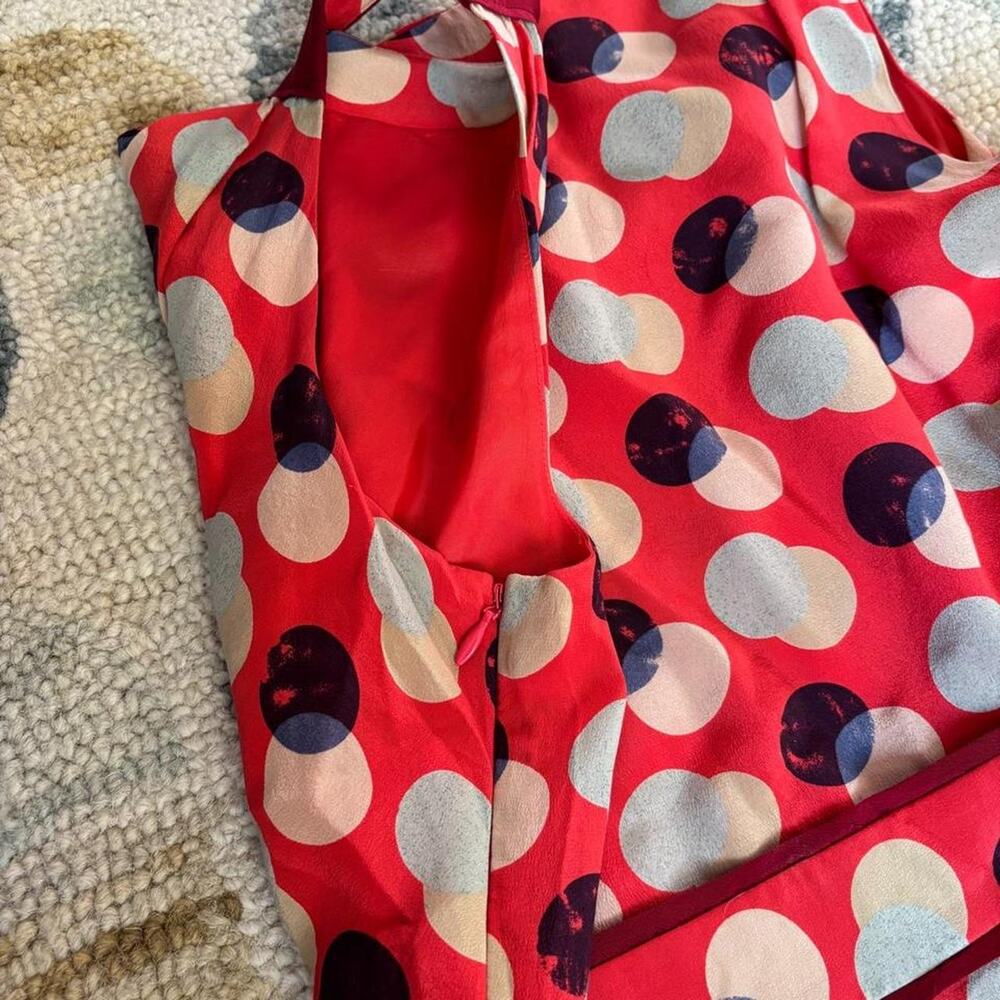 Anthropologie Silk Dress Moulinette Soeurs Polka Dot Tomato Girl Euro Wedding - Picture 8 of 8